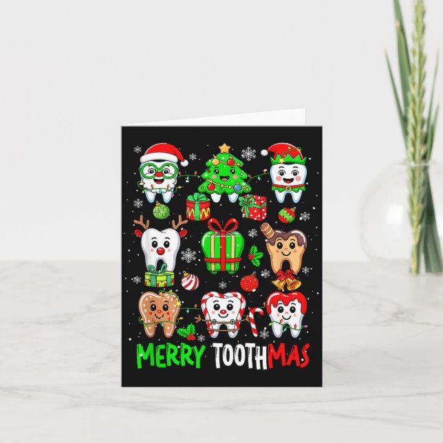Merry Toothmas Teeth Collection Santa Reindeer Xma Kort (Framsida)