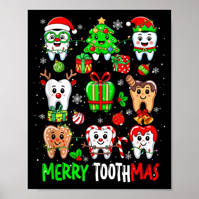 Merry Toothmas Teeth Collection Santa Reindeer Xma Poster (Framsidan)
