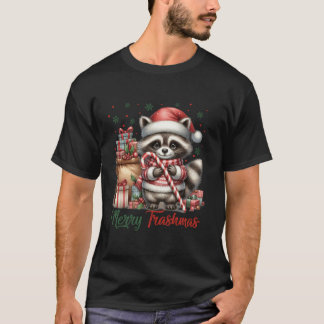 Merry Trashmas Cute Santa Raccoon Älskare Candy ca T Shirt