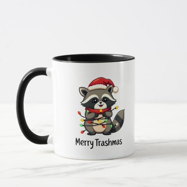 Merry Trashmas Funny Raccoon jul Helgdag Mugg (Vänster)