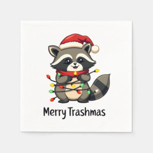 Merry Trashmas Funny Raccoon jul Helgdag Pappersservett