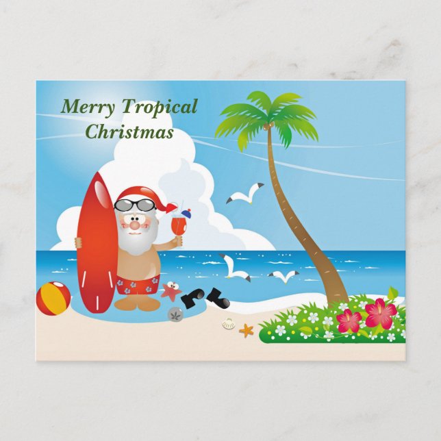 Merry Tropical Jul Vykort (Framsida)