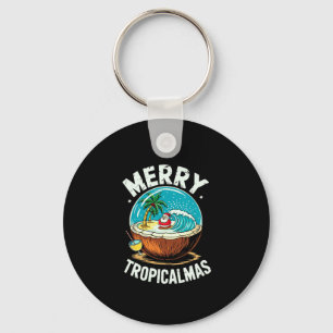 Merry Tropicalmas Surfing Santa Snö Globe Coconut Nyckelring