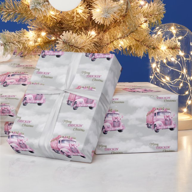 Merry Truckin Rosa Semi jul Presentpapper (Helgdagar)