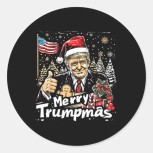 Merry Trumpmas - en trevlig julklapp som jultomten Runt Klistermärke