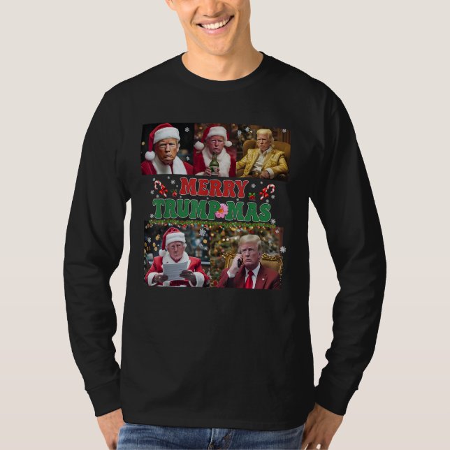 Merry Trumpmas Funny Santa Trump God jul T Shirt (Framsida)
