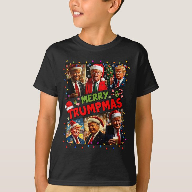 Merry Trumpmas Santa Trump Christmas Pajamas Funny T Shirt (Framsida)