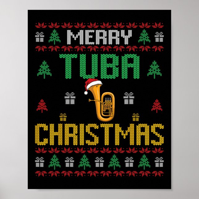 Merry Tuba julfuny Tuba Player Ugly Julafton H Poster (Framsidan)