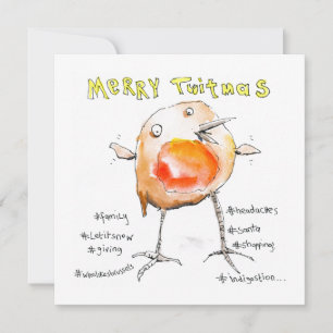 Merry Twitmas jul Robin Julkort