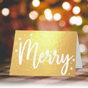 Merry Typography Script Modern Photo Jul Folierat Kort