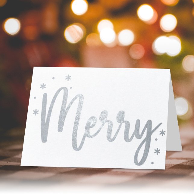 Merry Typography Script Modern Photo Jul Folierat Kort (Skapare uppladdad)