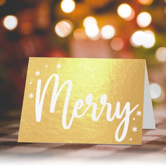 Merry Typography Script Modern Photo Jul Folierat Kort (Skapare uppladdad)