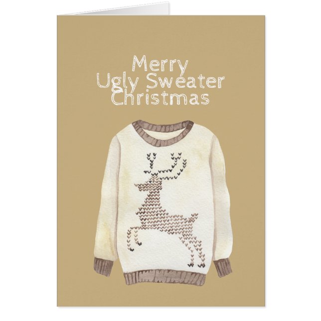 Merry Ugly Sweater-jul - Stitched Reindeer OBS Kort (Framsidan)