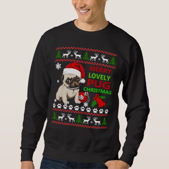 Merry underbar pug christmas roligt Essential T-Sh Lång Ärmad Tröja (Framsida)