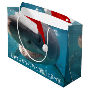 Merry Underbar White jul-Shark Santa Hat Funny