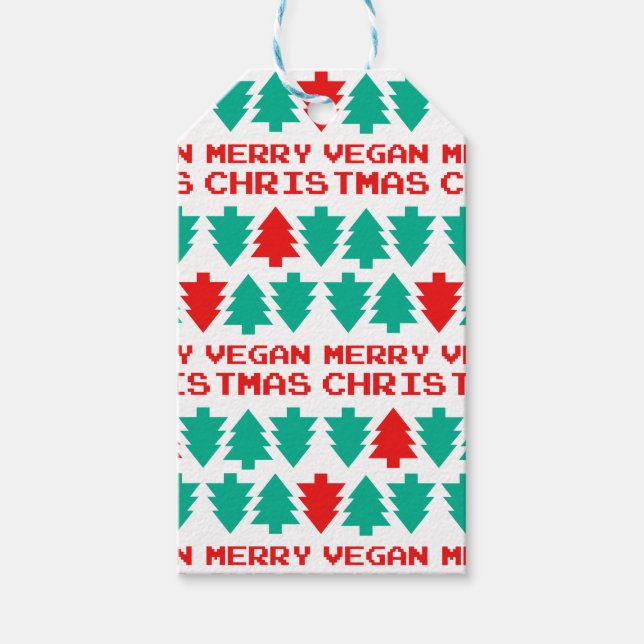 Merry Vegan jul Julafton Gift Märkre Presentetikett (Framsidan)