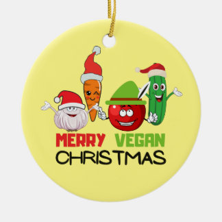 Merry vegan-jul julgransprydnad keramik
