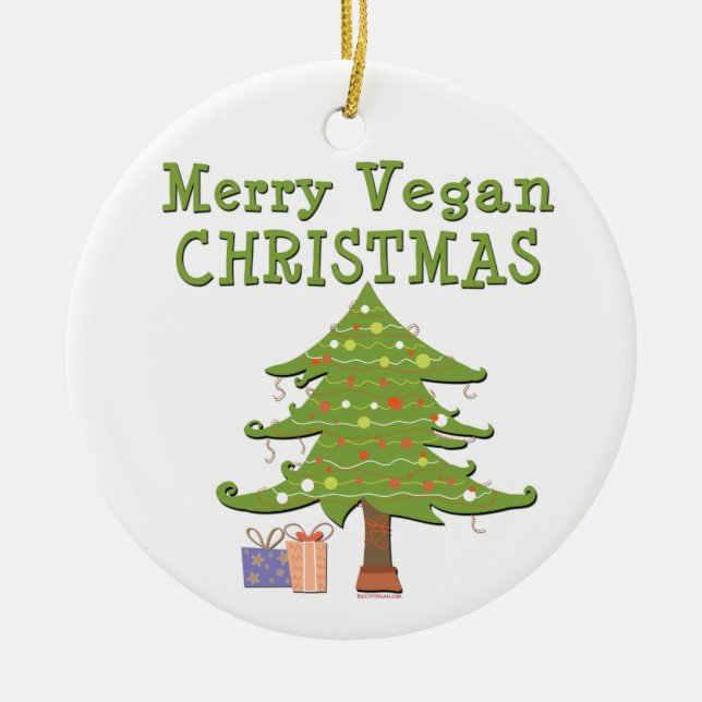 Merry Vegan-jul Julgransprydnad Keramik (Framsidan)