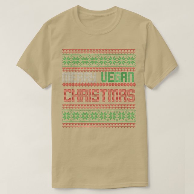 Merry Vegan julfinny Vegetarian Julafton T Shirt (Design framsida)