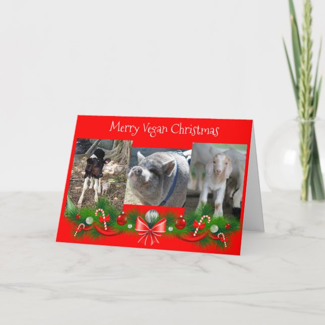 Merry Vegan-julkort Helgkort (Framsida)