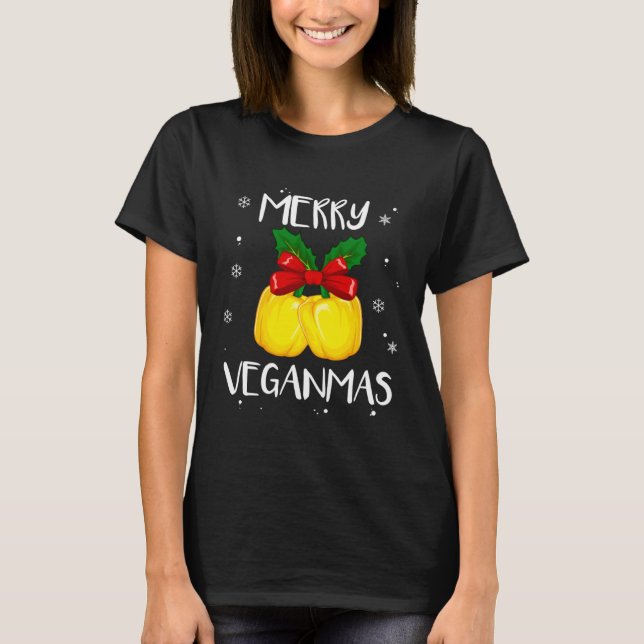 Merry Veganmas Vegan Christmas Veganism Vegetarian T Shirt (Framsida)