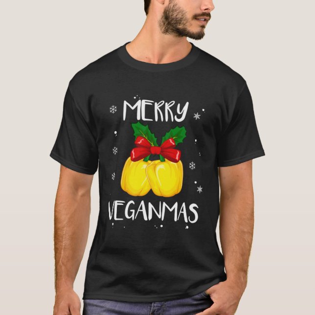 Merry Veganmas Vegan Christmas Veganism Vegetarian T Shirt (Framsida)