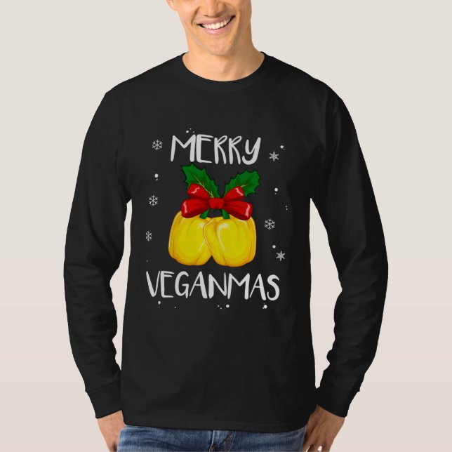 Merry Veganmas Vegan Christmas Veganism Vegetarian T Shirt (Framsida)
