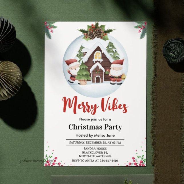 Merry Vibes Christmas Party Inbjudningar (Merry Vibes Christmas Party Invitation)