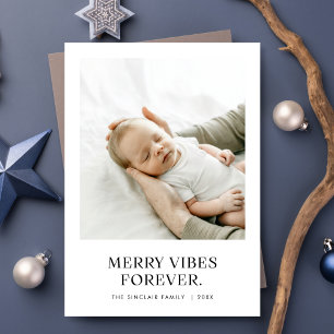 Merry Vibes Forever Baby Photo jul Julkort