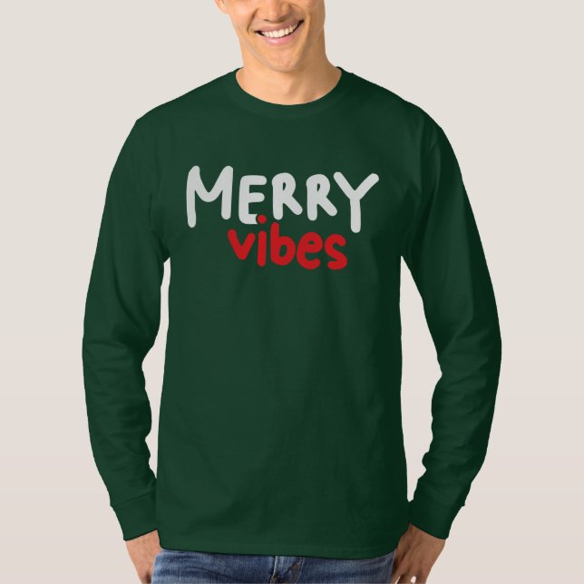 Merry Vibes - Manar Longsleeve-Grönten T Shirt (Framsida)