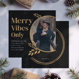 Merry vibes only elegant Julfoto Inbjudningar