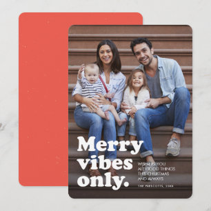 Merry vibes only fun retro vertical photo julkort