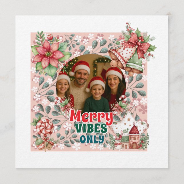 Merry Vibes Only – Funny Christmas Card  Inbjudningar (Framsida)