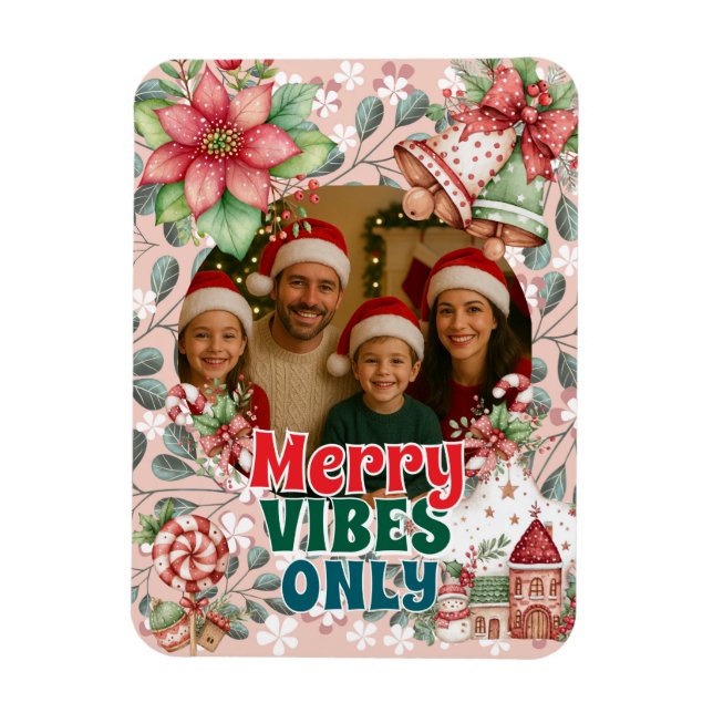 Merry Vibes Only – Funny Christmas Card  Magnet (Vertikal)