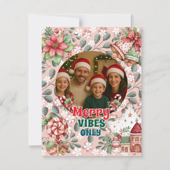Merry Vibes Only – Funny Christmas Card  OSA Kort (Framsida)