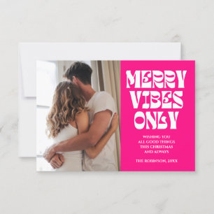 Merry Vibes Only Groovy Shock rosa julkort Tack Kort