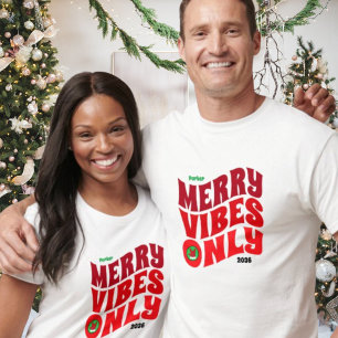 Merry Vibes Only Red Year Matching jul T Shirt