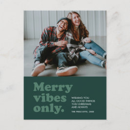 Merry vibes only retro grönt helg vykort