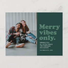 Merry vibes only retro grönt helg vykort