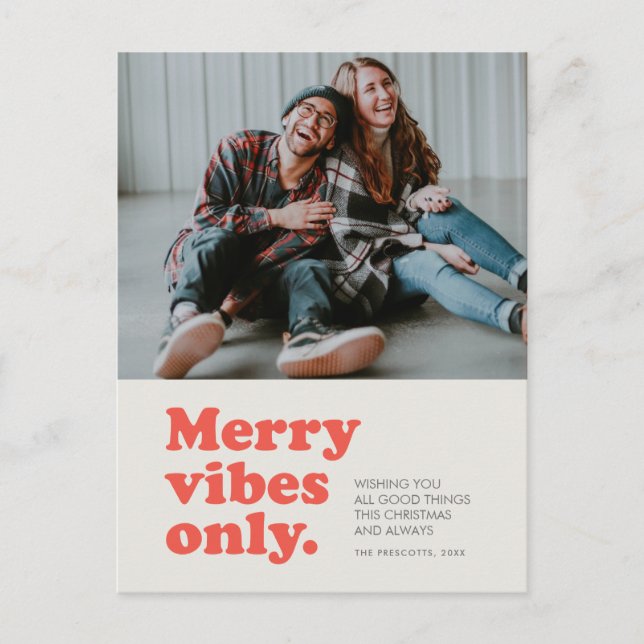 Merry vibes only retro helg vykort (Framsida)
