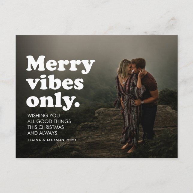 Merry vibes only retro helg vykort (Framsida)