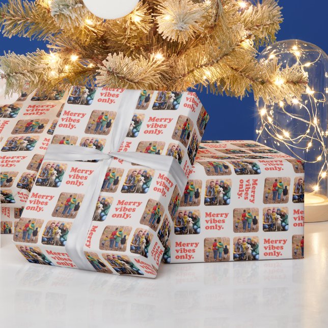 Merry vibes only retro helgdag Photo Presentpapper (Helgdagar)