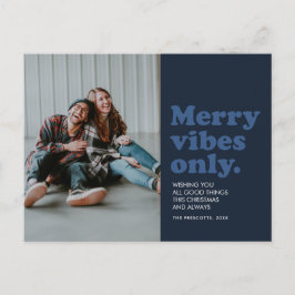 Merry vibes only retro Navy Blue helgdag vycard Helg Vykort