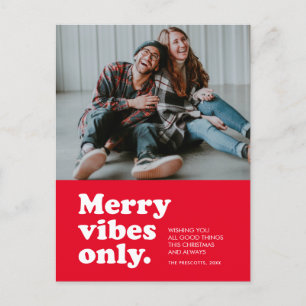 Merry vibes only retro Red helgdag vycard Helg Vykort