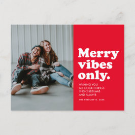 Merry vibes only retro Red helgdag vycard Helg Vykort