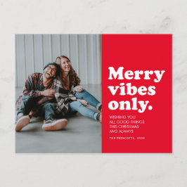 Merry vibes only retro Red helgdag vycard Helg Vykort