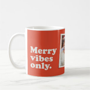 Merry vibes only roligt retro en fotojul kaffemugg