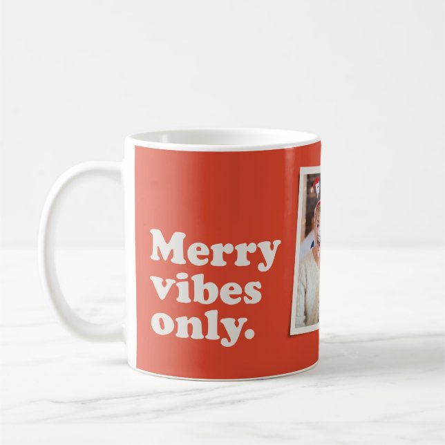 Merry vibes only roligt retro en fotojul kaffemugg (Vänster)