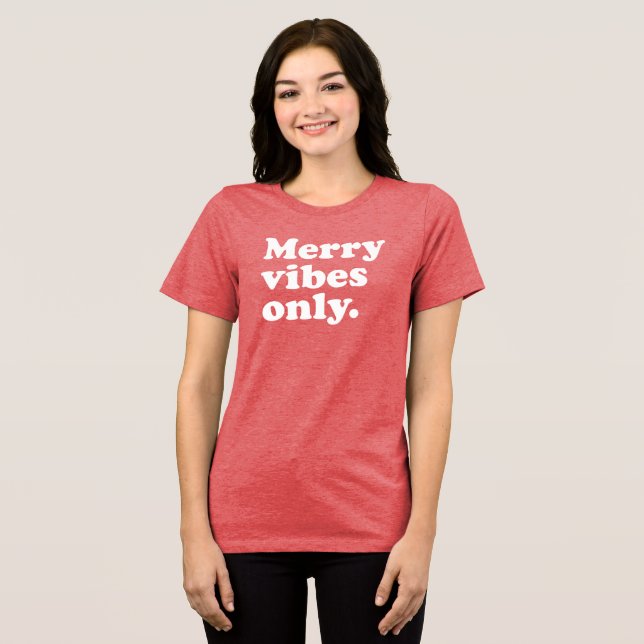 Merry vibes only roligt retro jul helgdag t shirt (Framsida Full)