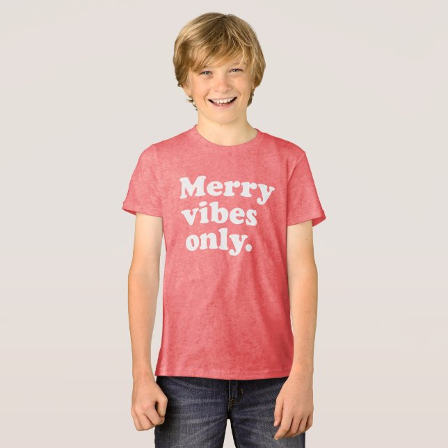 Merry vibes only roligt retro jul helgdag t shirt (Framsida Full)